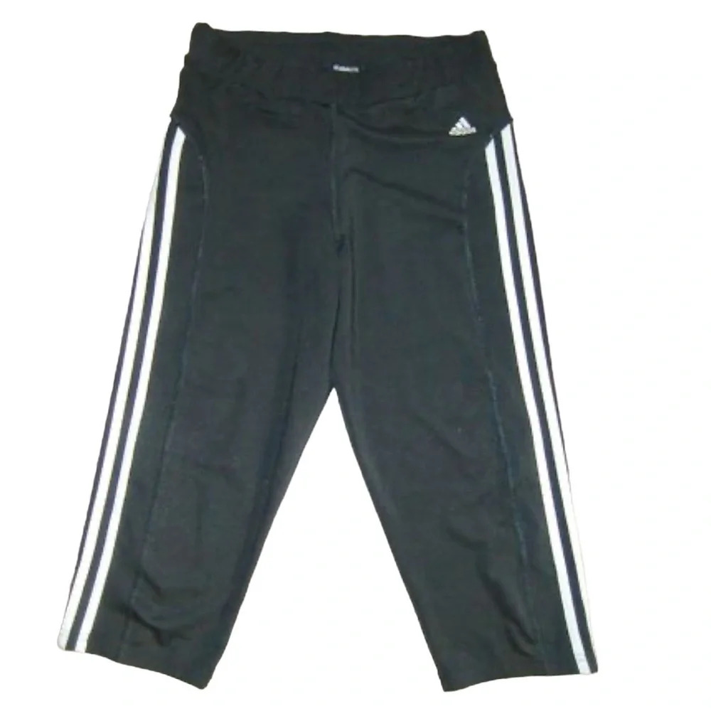 Adidas Women Size XS 3-Stripe 3/4 Pants Black Running  Training SZ 34/36